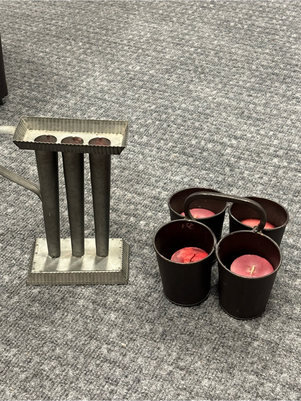 Vintage Metal Candle Holders Multiple Candles Rustic